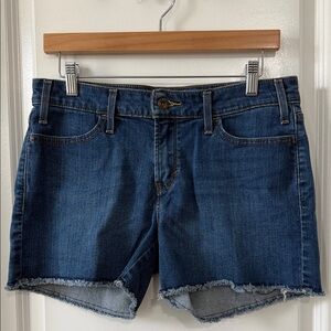 Levi’s Mid-Rise Blue Denim Frayed End Shorts
